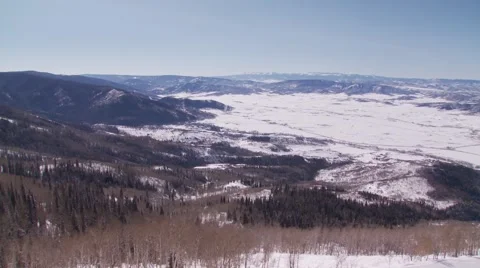 View of mountains and pine tree during winter Stock Footage 55571734