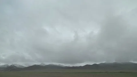 View of mountains and running clouds in Mongolia, time laps Stock Footage 153940599