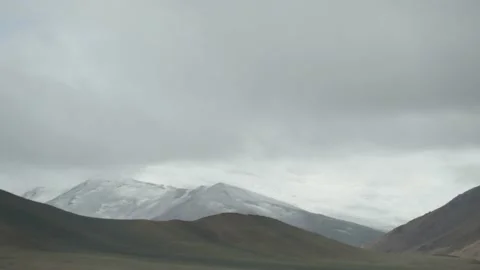 View of mountains and running clouds in Mongolia, time laps Stock Footage 153940622