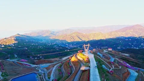 A view of the mountains and a small town Stock Footage 273010978