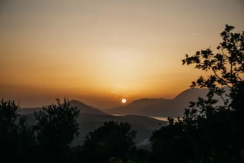 View of the mountains and sunset. Foto stock