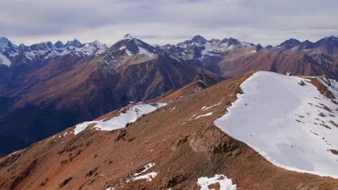 View of the mountains, cable car and buildings on the top of the mountain Stock Footage 170730896