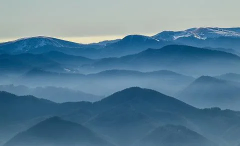 View of mountains in calm Stock Photos