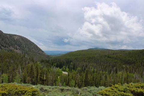 View of mountains from cliff 写真素材