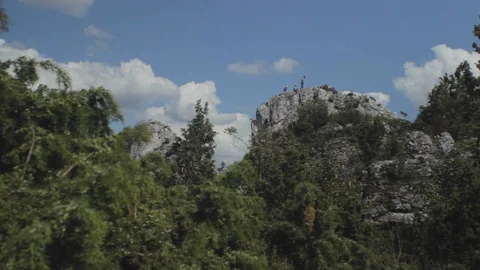 View of mountains with climbers on the top of mountain Stock Footage 101918844