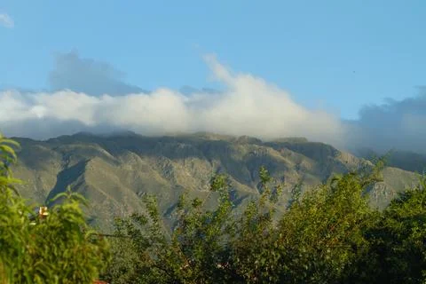 View of mountains with clouds over them Foto stock