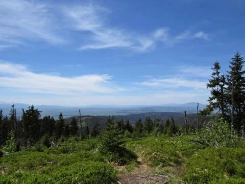 View at Mountains with Cloudy Sky Stock Photos