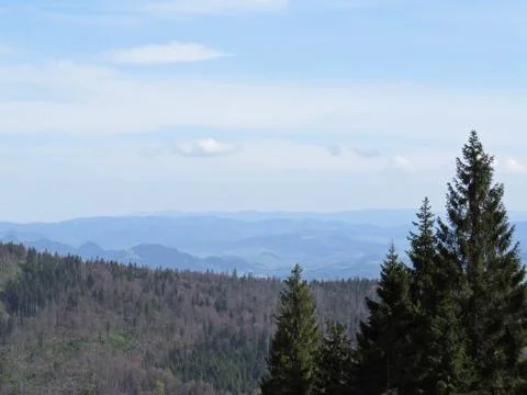 View at Mountains with Cloudy Sky Stock Photos