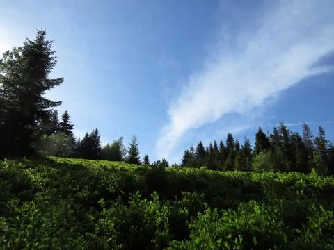 View at Mountains with Cloudy Sky Stock Photos