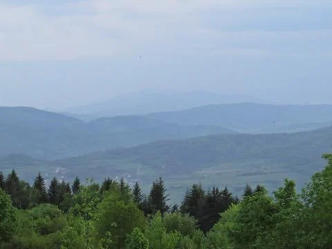 View at Mountains with Cloudy Sky Stock Photos