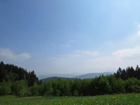 View at Mountains with Cloudy Sky Stock Photos