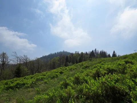 View at Mountains with Cloudy Sky Stock Photos