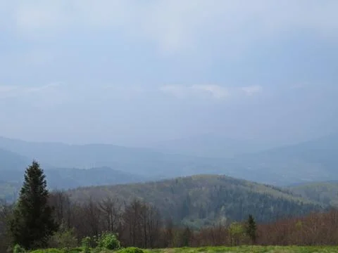 View at Mountains with Cloudy Sky Stock Photos