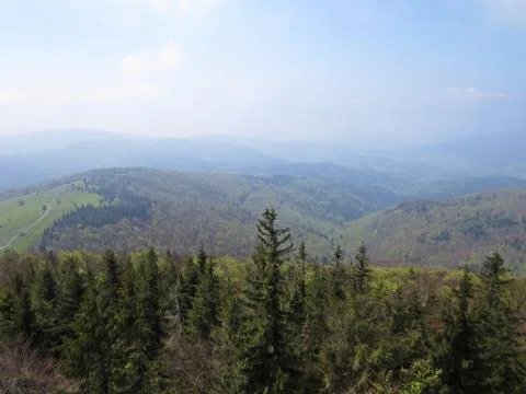 View at Mountains with Cloudy Sky Stock Photos