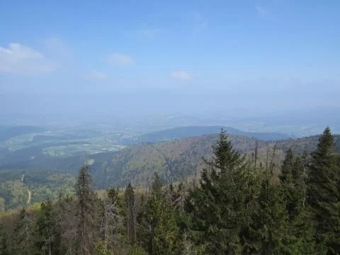 View at Mountains with Cloudy Sky Stock Photos