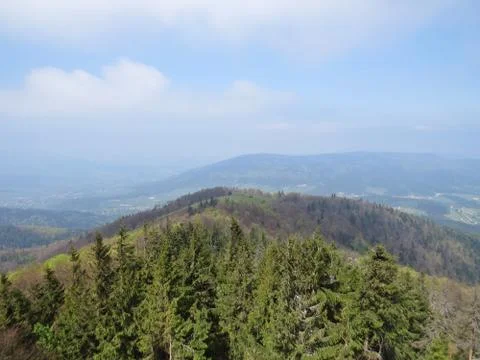 View at Mountains with Cloudy Sky Stock Photos
