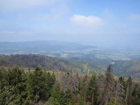 View at Mountains with Cloudy Sky Stock Photos