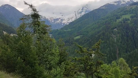 View of mountains, forests and big bridge, in Switzerland Stock Footage 165214191