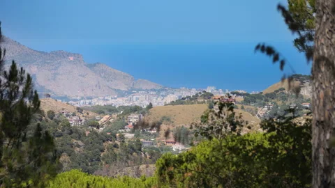 View from mountains to Palermo Stock Footage 283270612
