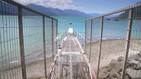 View of the mountains range and lake at Llancahue, Hornopiren at Austral, Route Stock Footage 145848113