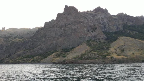 View of mountains from the sea Stock Footage 294222049