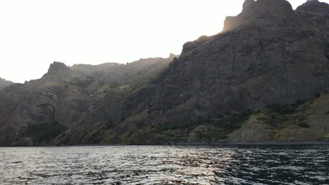 View of mountains from the sea Stock Footage 294222086