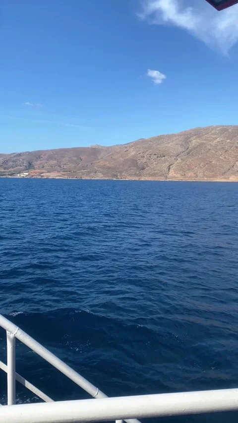 A view of the mountains from the ship. Vertical video for social networks Stock Footage 287236600