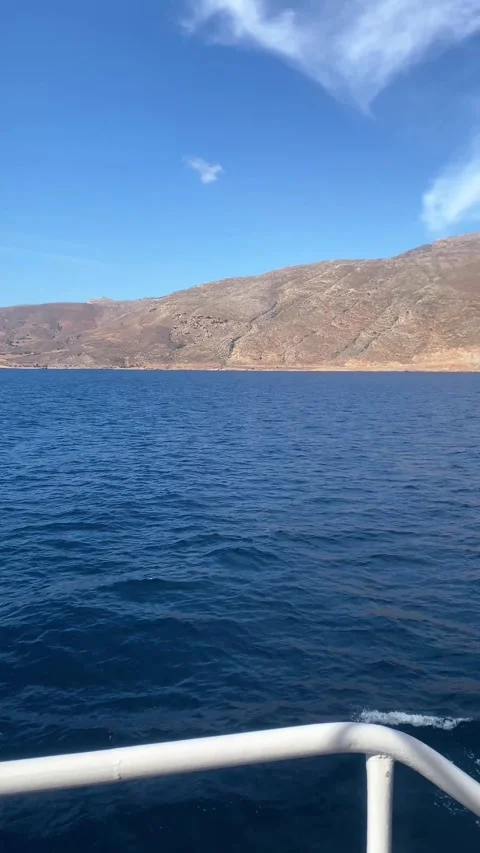 A view of the mountains from the ship. Vertical video for social networks Stock Footage 287236615