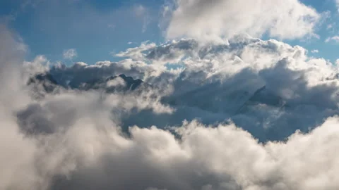 View of Mountains surrounded by clouds Stock Footage 164706422