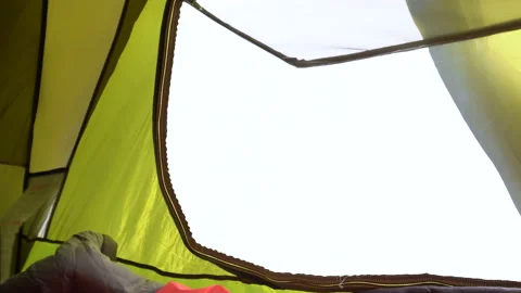 View of the mountains from the tent Video stock 93192092