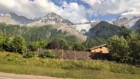 View of mountains through the car window in Chamonix Stock-Footage 342448725