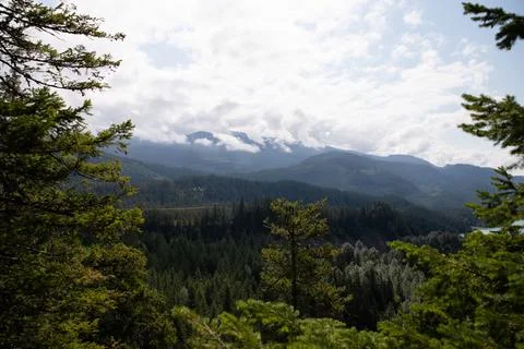 View of the mountains from the top of the mountain in the summer. Canada. Stock Photos