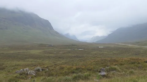 A view of the mountains under the clouds. Scotland. Stock Footage 81992093
