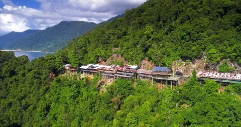 View of the mountainside when the camera moves to the top. Sumatra. Stock Footage 102847051