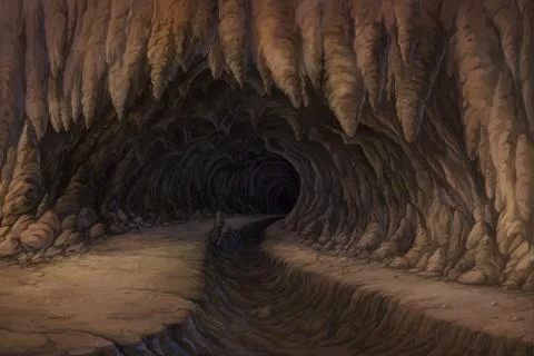 View at the mouth of the cave. Stock Illustration