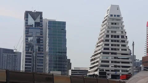 View of moving BTS skytrain at Chong Nonsi metro station. Stock Footage 278034910