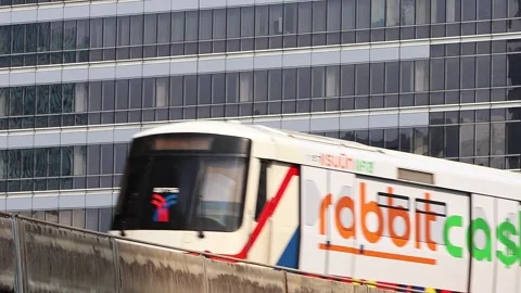 View of moving BTS skytrain at Chong Nonsi metro station. Stock Footage 278373865