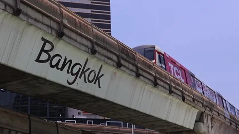 View of moving BTS skytrain at Siam metro station. Stock Footage 284173788