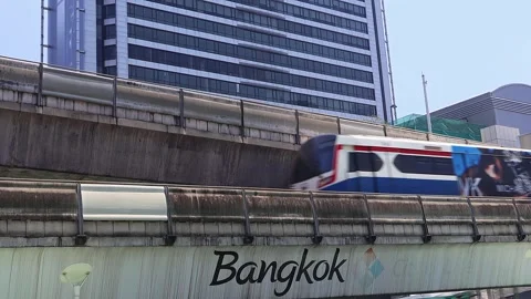View of moving BTS skytrain at Siam metr... | Stock Video | Pond5