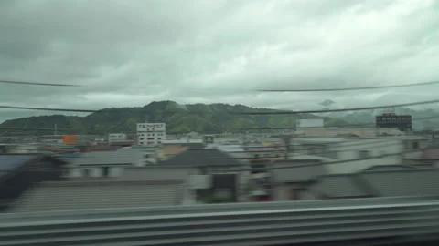 View from a moving bullet train Shinkansen in Japan. Stock Footage 137641555