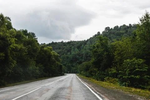 View from a moving car on a road Stock Photos