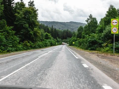 View from a moving car on a road Фото