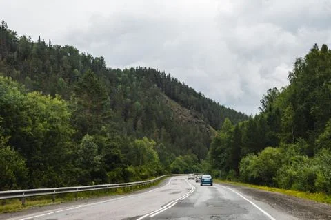 View from a moving car on a road Stock Photos