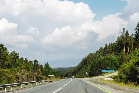 View from a moving car on a road Stock Photos