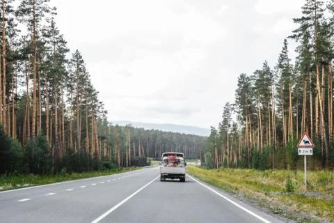 View from a moving car on a road Stock-Fotos