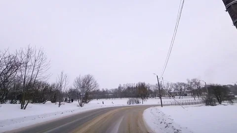 The view from a moving car on the streets of the city of Lomonosov Stock Footage 84896858