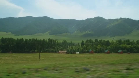 View from moving car window. Picturesque roadside. Stockbeeldmateriaal 211059913