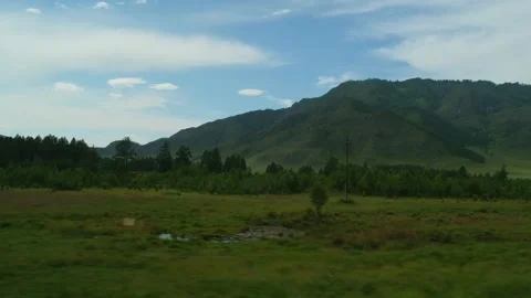 View from moving car window. Picturesque roadside. Stock-Footage 213602356