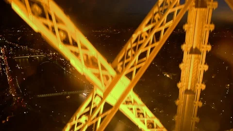 View From Moving Elevator In Eiffel Tower, Paris, France Stock Footage 88135584