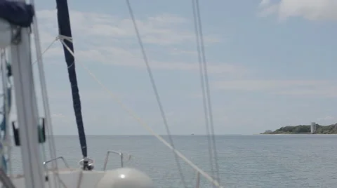 View from a moving sailing boat Stock Footage 51184459